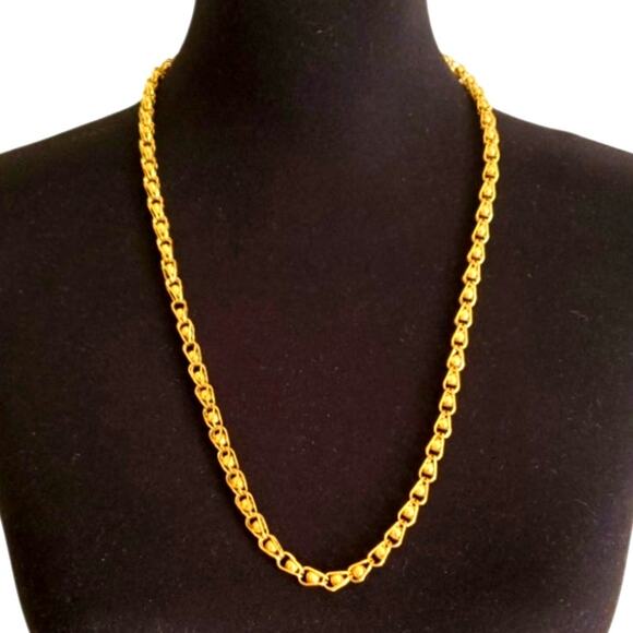 Monet Jewelry - Monet Caged Ball Necklace Gold Link Chain Chunky Modernist Statement Vintage 80s